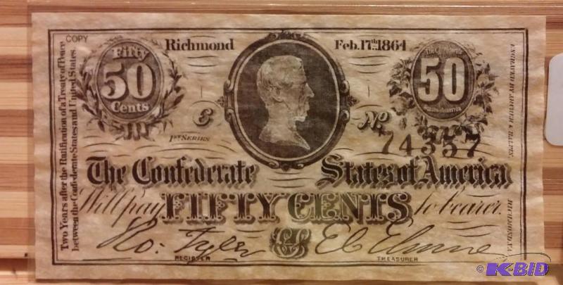 1864 CONFEDERATE STATES OF AMERICA 50 CENT NO...