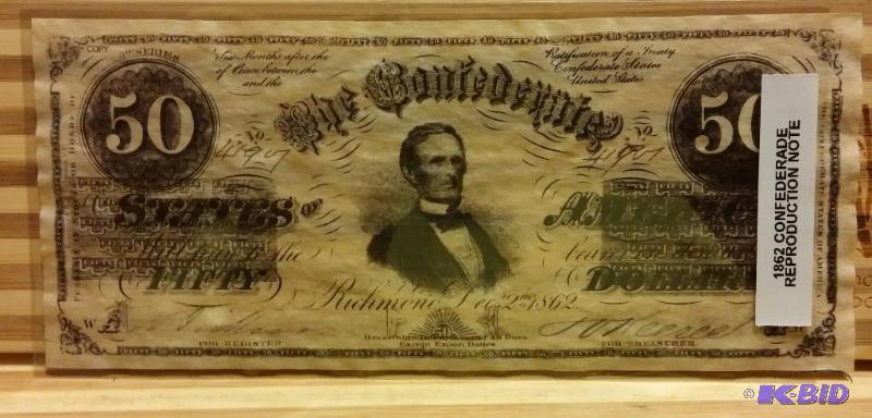 1862 CONFEDERATE STATES OF AMERICA 50 DOLLAR ...