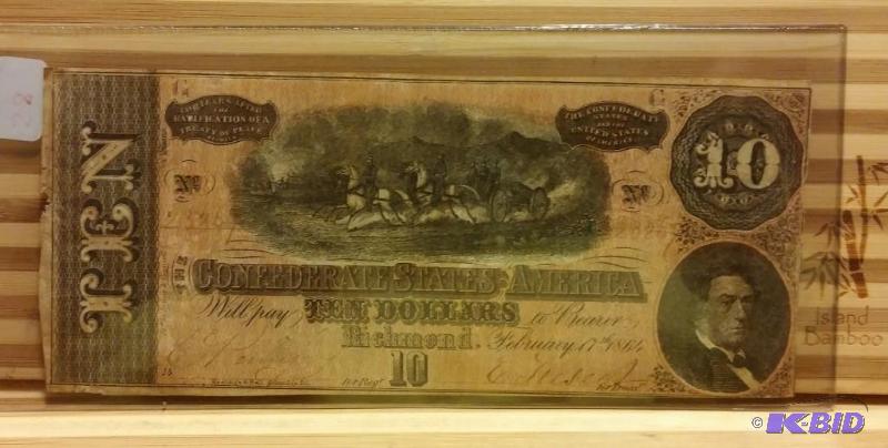 1864 CONFEDERATE STATES OF AMERICA TEN DOLLAR...