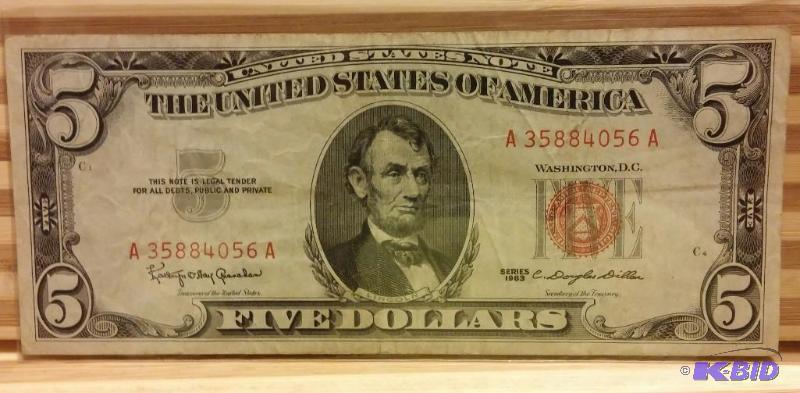 1963 FIVE DOLLAR RED SEAL...