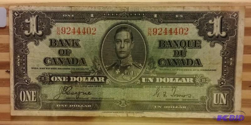 1937 CANADA ONE DOLLAR NOTE...