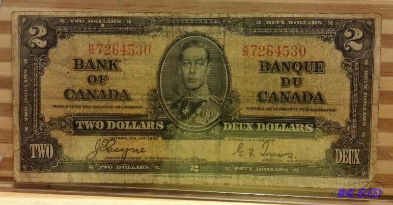 1937 CANADA TWO DOLLAR NOTE, VERY RARE NOTE...