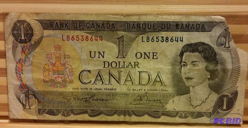 1973 CANADA ONE DOLLAR NOTE...