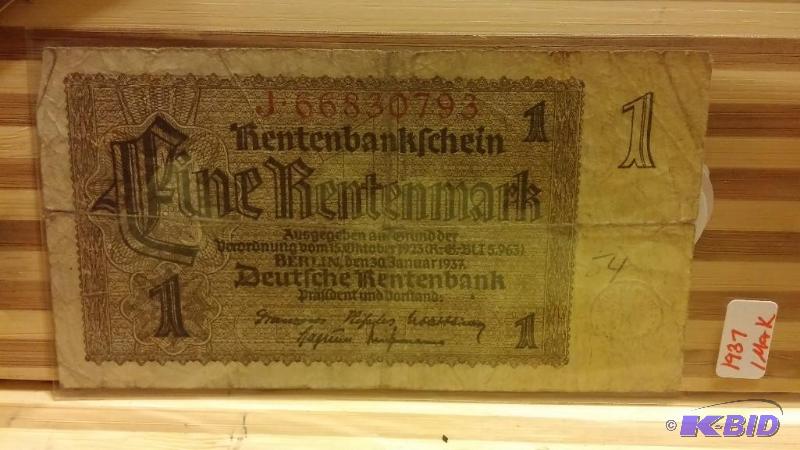 1937 GERMANY ONE MARK NOTE...