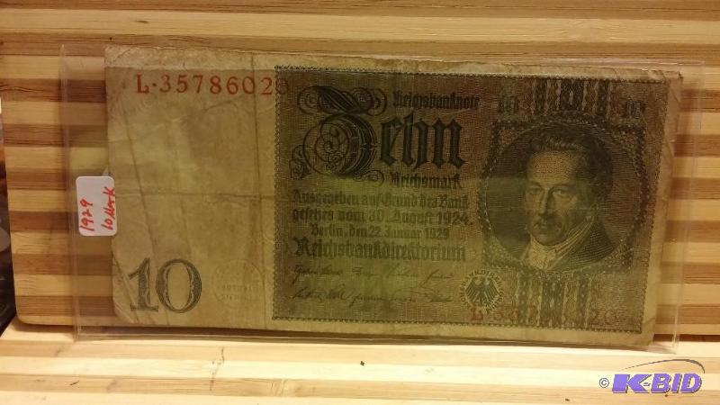 1929 GERMANY 10 MARK NOTE...