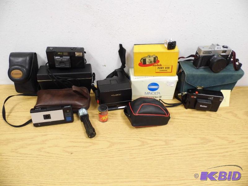 Assorted Cameras and Cases