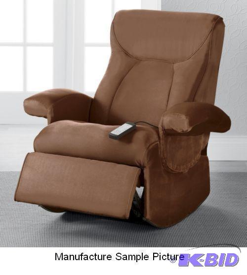 lot 112 image: Brown Microfiber Rocker Recliner Massage Chai...