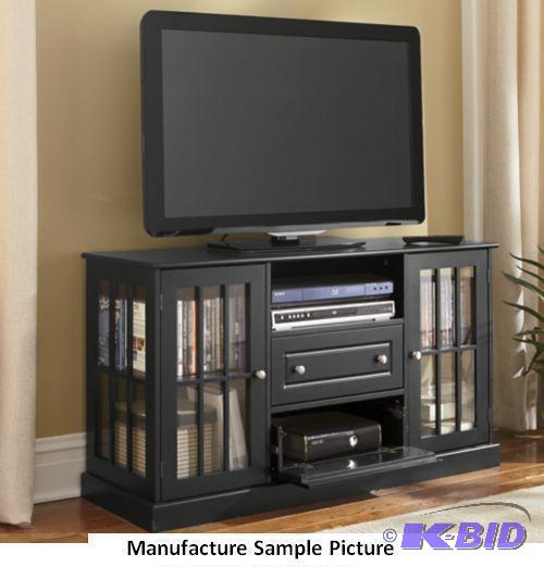 lot 126 image: Black Gaming TV Stand - Has glass sides and d...