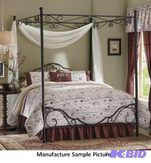 lot 155 image: Black Scroll Canopy Bed - Full Size - Like th...