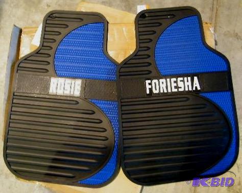 lot 24 image: Set of Car Mats - Black and Blue - Molded PVC...