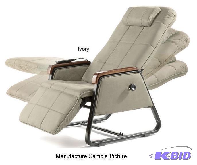 lot 26 image: Ivory Microfiber Zero Gravity Massage Chair w...