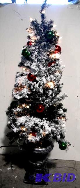 lot 31 image: Lighted Snow Tree with Ornaments - 13" w...