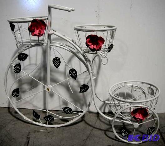 lot 32 image: Bike Planter Stand - White metal - 18" h...