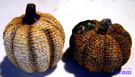 lot 44 image: Pair of Pumpkin Decorations - One is 4" ...
