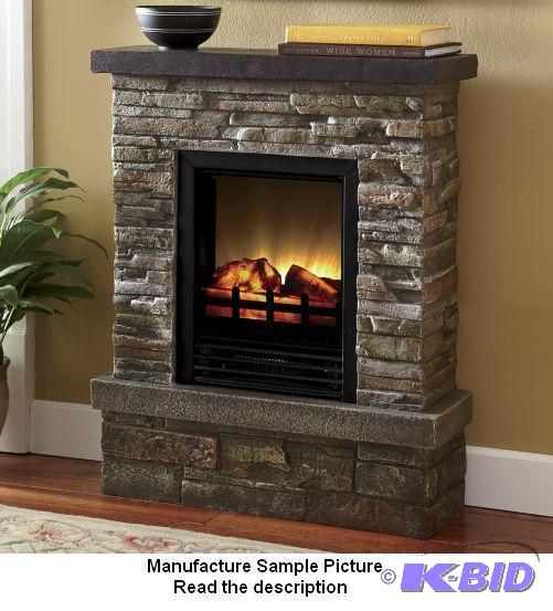 lot 52 image: Rustic Retreat Faux Stone Electric Fireplace ...