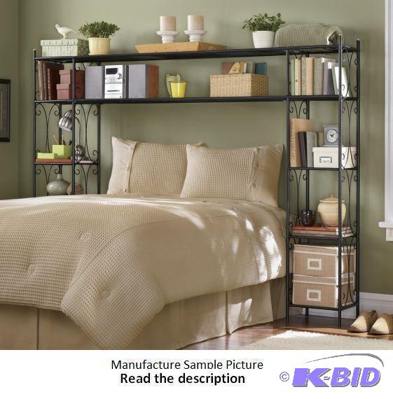 lot 61 image: Black Metal Scroll Organizer Bed - Scroll Hea...