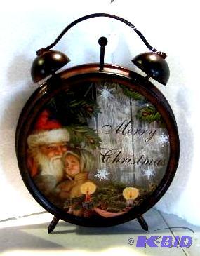 lot 83 image: Merry Christmas Alarm Clock - 8" in diam...