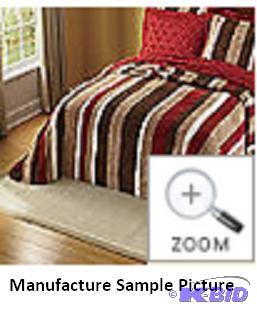 lot 9 image: Full Size Red Chocolate Striped Chenille Beds...