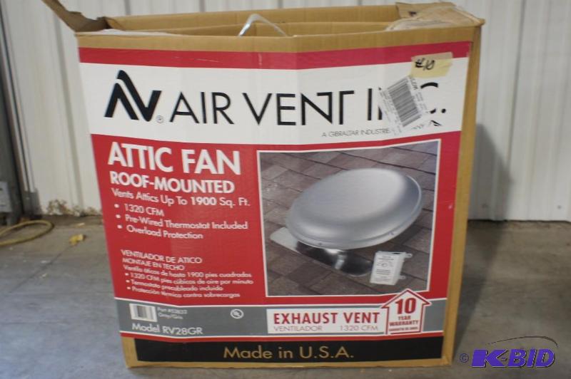 New Air Vent Inc. Attic Fan  Roof Mounted. P...