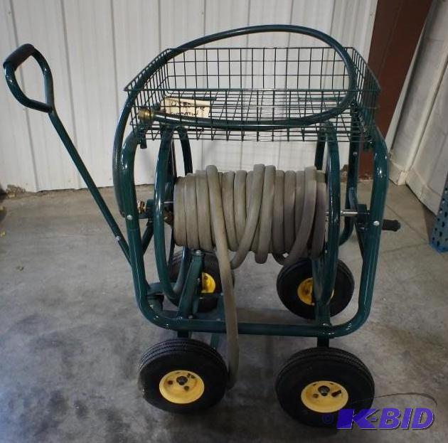 Commercial Grade Hose Reel on rolling cart. P...