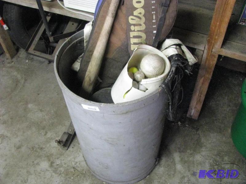 lot 107 image: Large lot of sports equipment all contained i...