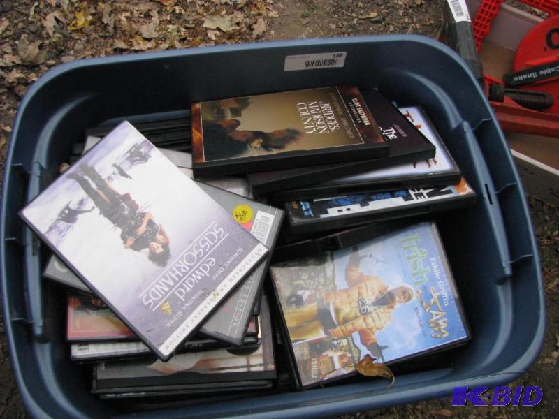 lot 148 image: Large tote full of DVDs, 30. Good condition...