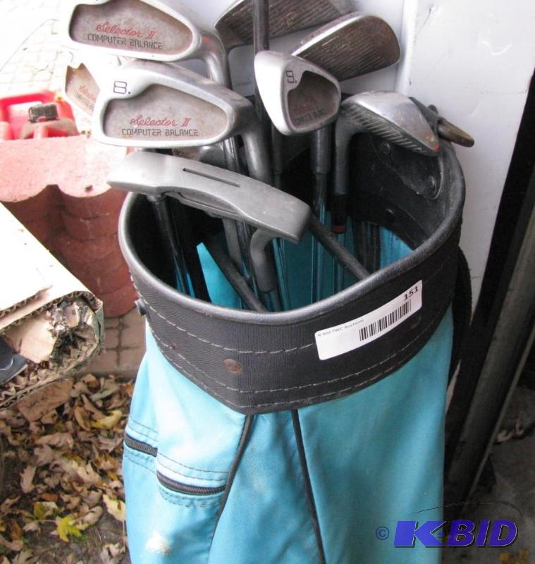 lot 151 image: Golf Clubs and Bag., 2 drivers, putter & ...