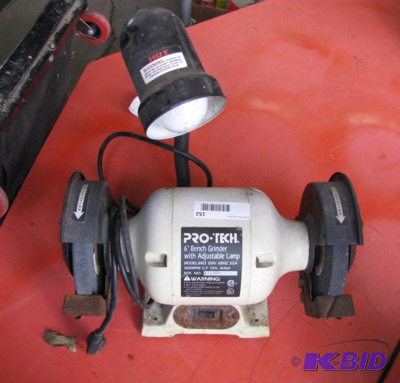 lot 152 image: Pro-Tech 6" Bench Grinder with Adjustabl...