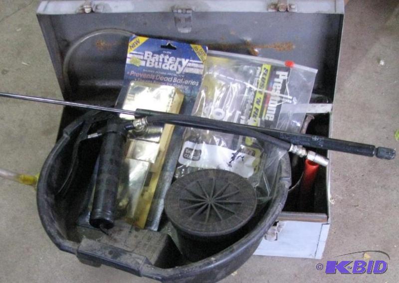 lot 172 image: Metal Tool Box with many items, tools, Farm a...