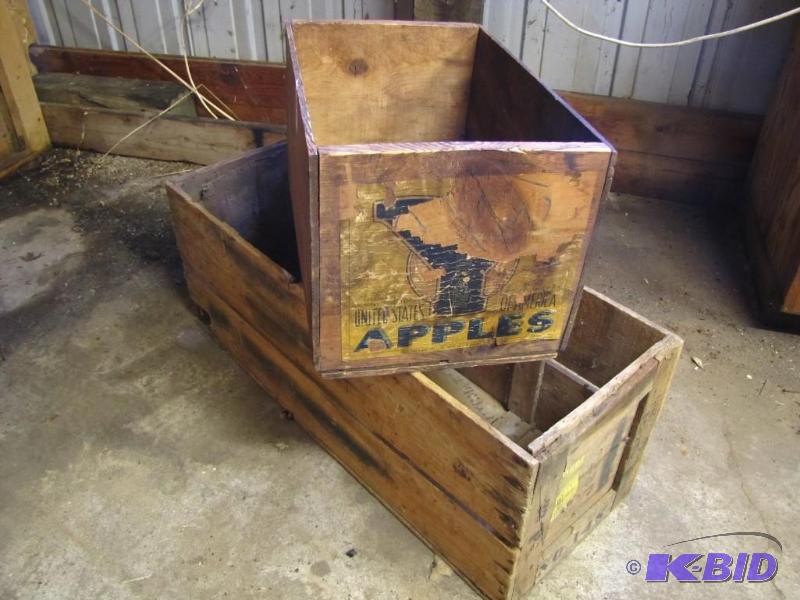 lot 185 image: 2 Vintage Wood Crates with labels...