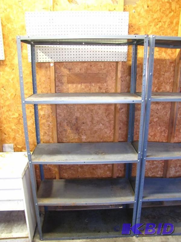 lot 198 image: Large metal storage shelf, 4 shelves...