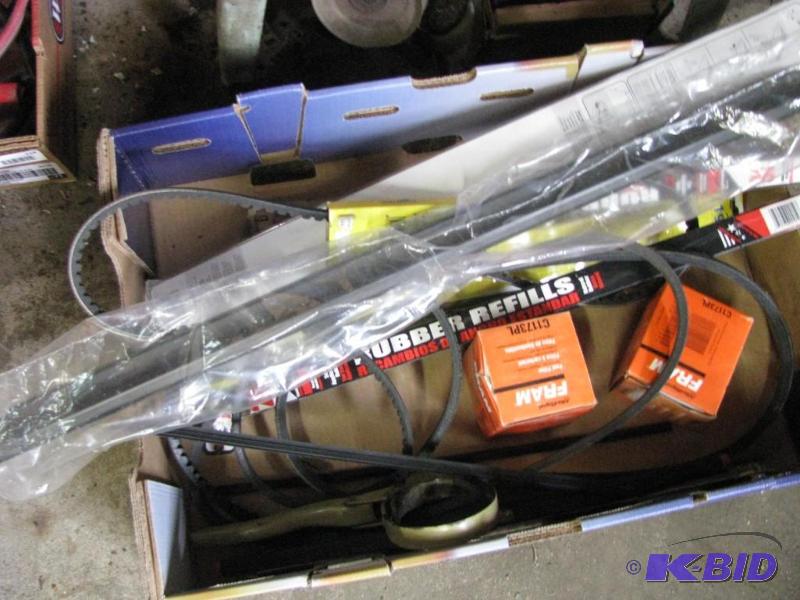 lot 217 image: box of filters, windshield wipers & belts...