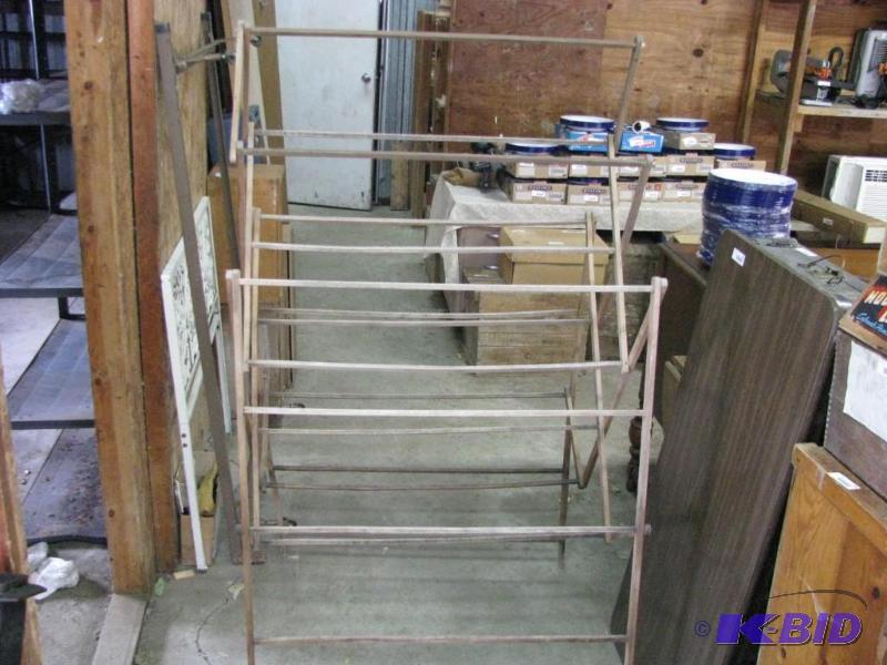 lot 229 image: Vintage wood folding drying rack. Nice condit...