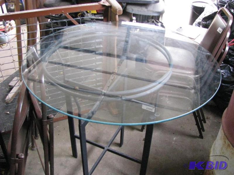 lot 235 image: Modern Bar Height Round Table. 36" glass...