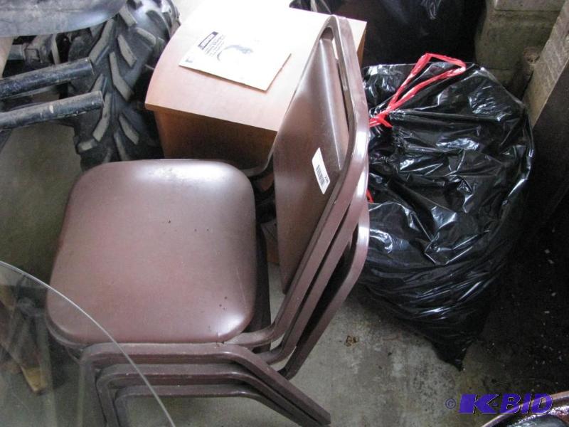 lot 238 image: 4 brown banquet chairs. Good condition...