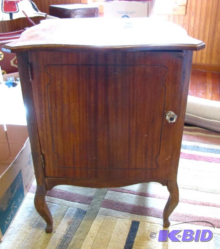 lot 24 image: Antique Wood Storage CabinetTable. 21.5sq x ...