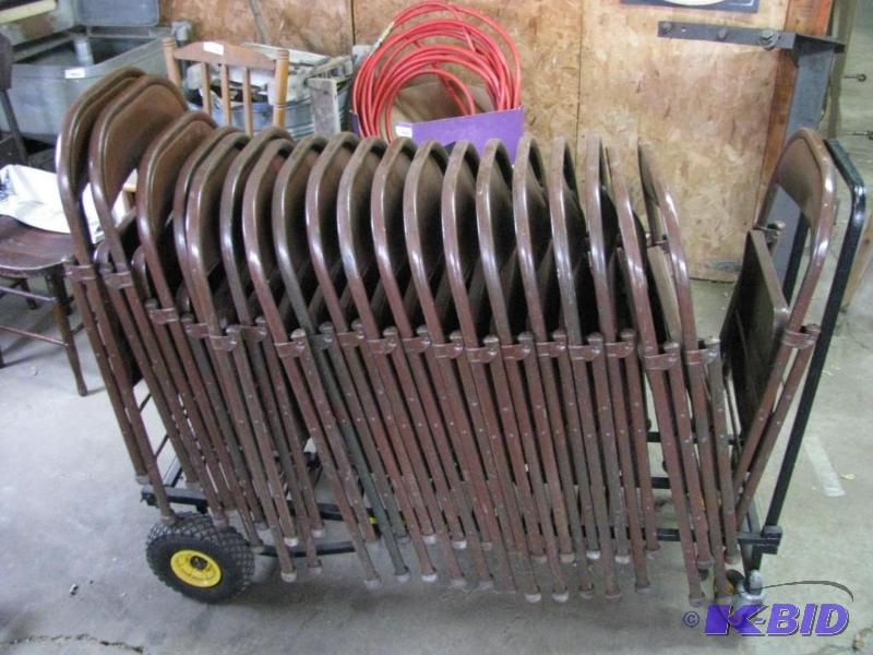 lot 241 image: Nice lot of metal folding chairs and transpor...
