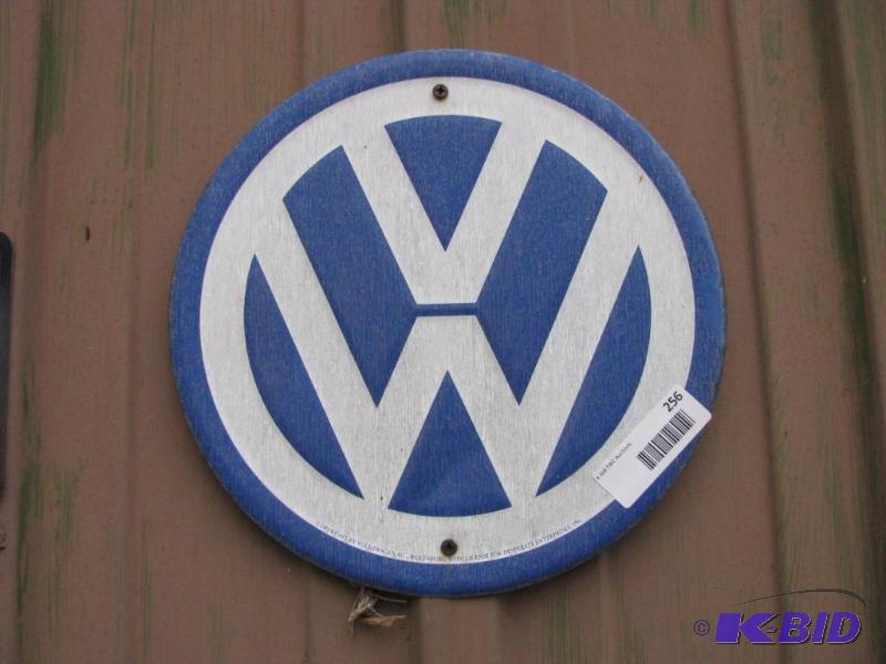 lot 256 image: Metal sign. Round VW sign...