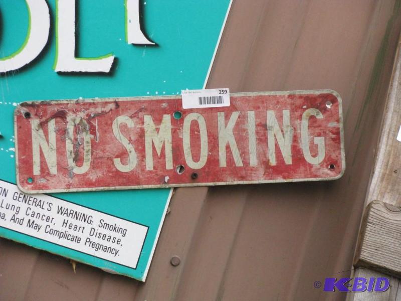lot 259 image: vintage metal No Smoking Sign...