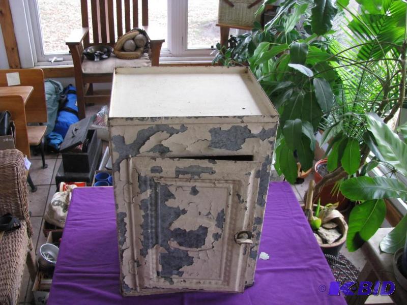 lot 295 image: antique pie safe three shelves, galvanized pi...
