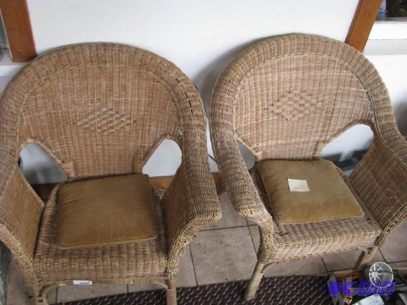 lot 298 image: two larger wicker chairs in good condition, t...