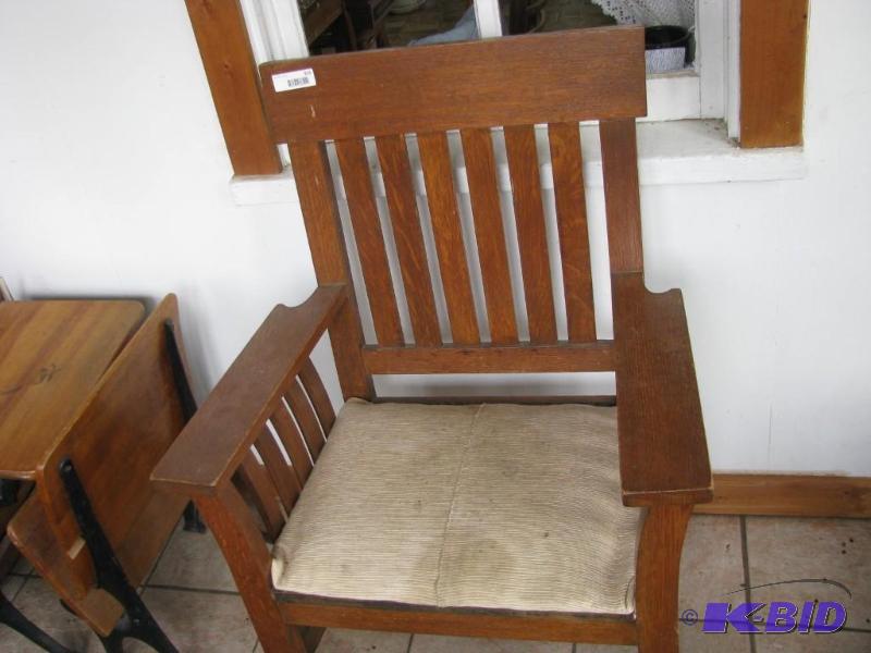 lot 303 image: antique mission chair sturdy and strong, seat...