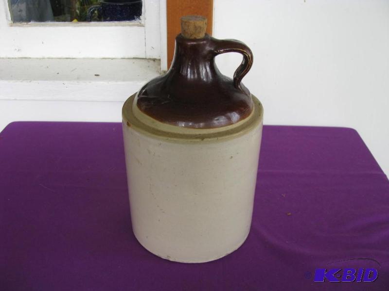 lot 322 image: vintage crock ware jug dark brown with white ...