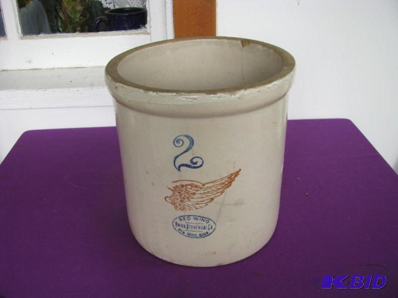lot 323 image: vintage #2 Red Wing crock, some minor cracks ...