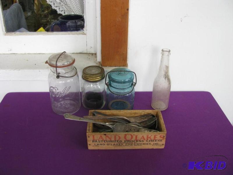 lot 329 image: misc glass jars and bottles, misc silver-plat...