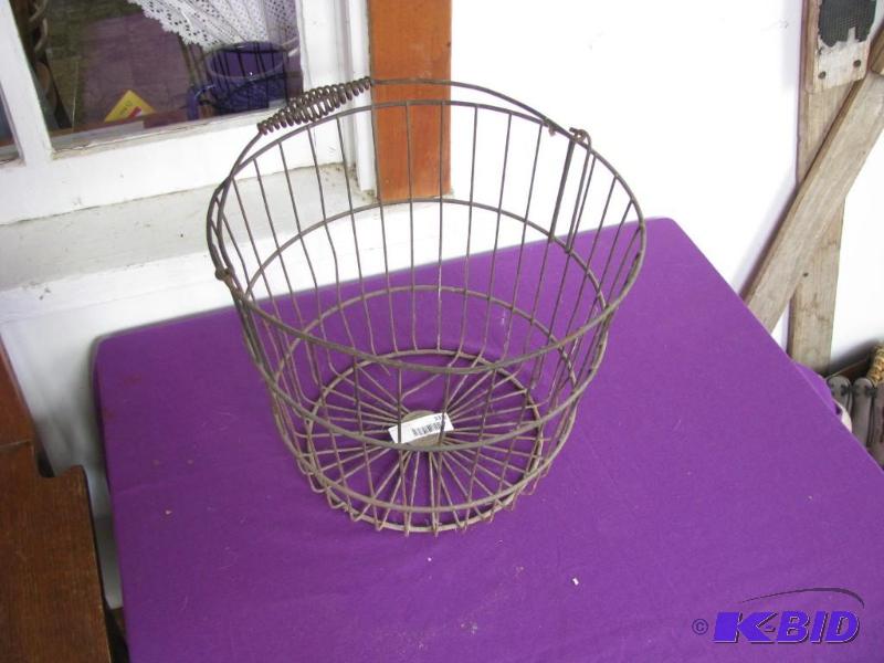 lot 331 image: vintage, farm, egg basket wire handle...