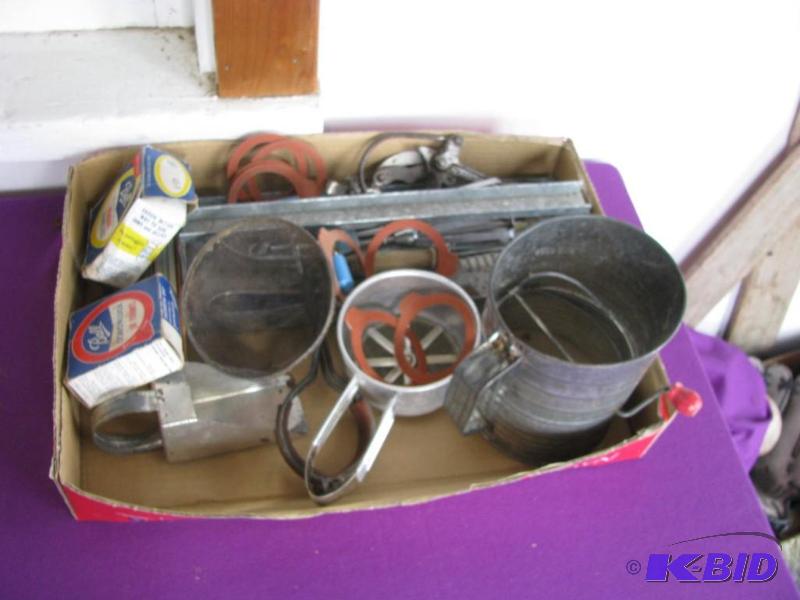 lot 332 image: misc vintage kitchen items mostly canning ite...