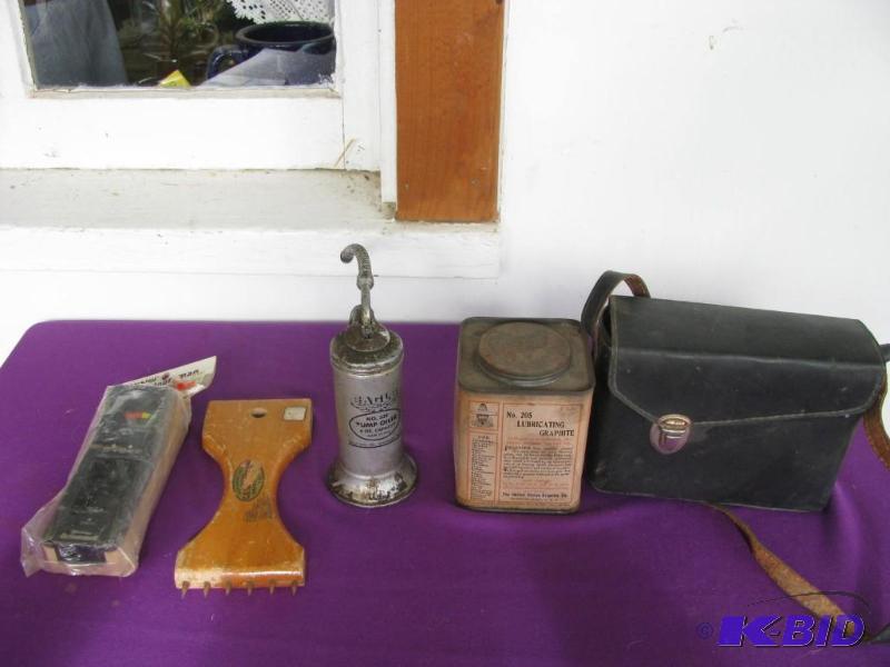 lot 339 image: carpet stretcher, oil can, lubricating graphi...