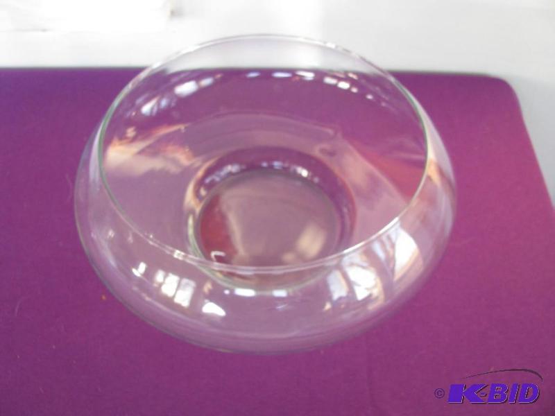 lot 350 image: large round flat glass vases 8" opening ...