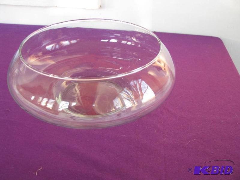 lot 351 image: large round flat glass vases 8" opening ...